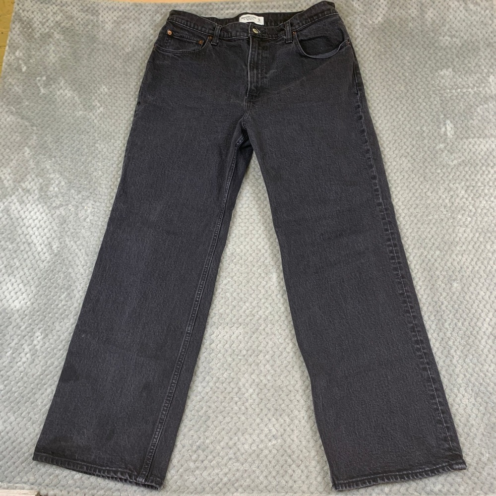 Abercrombie & Fitch The 90s Relaxed Jean High Rise Black Denim 32 14R 155D1325